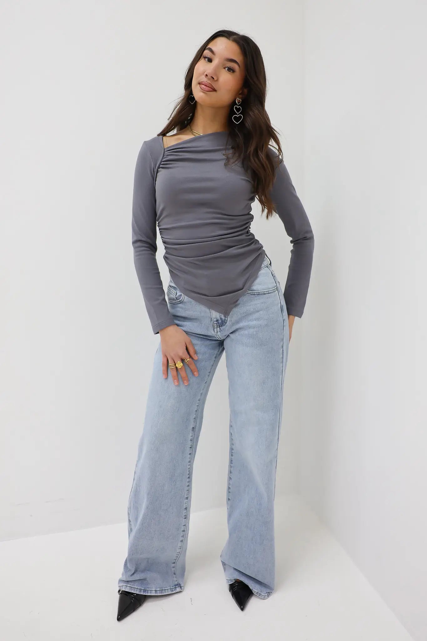 Extra Tall Mid Waist Jeans Blue 8558-3