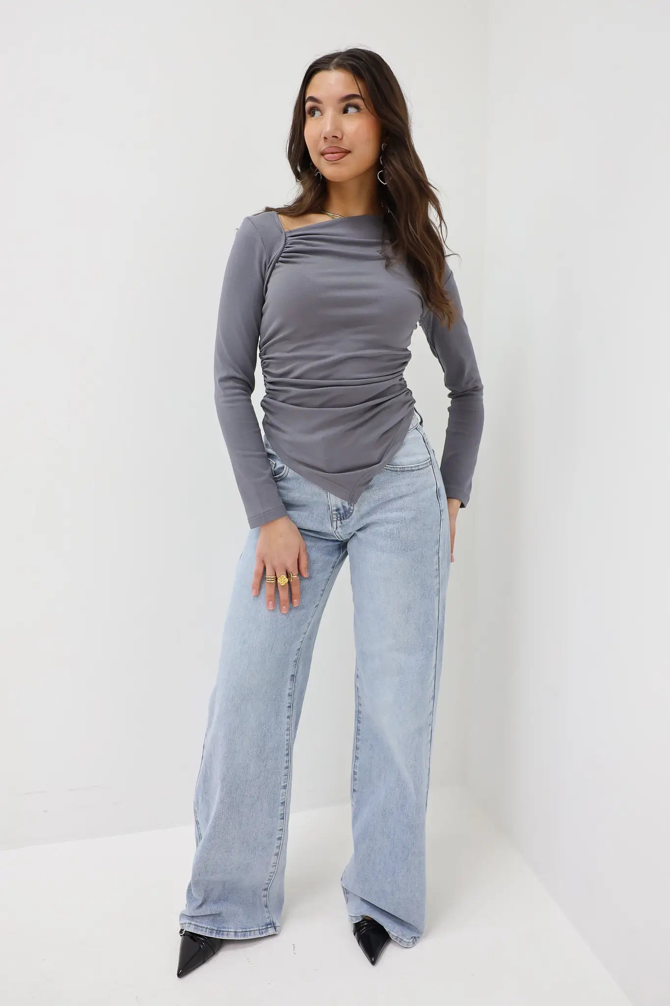 Extra Tall Mid Waist Jeans Blue 8558-3