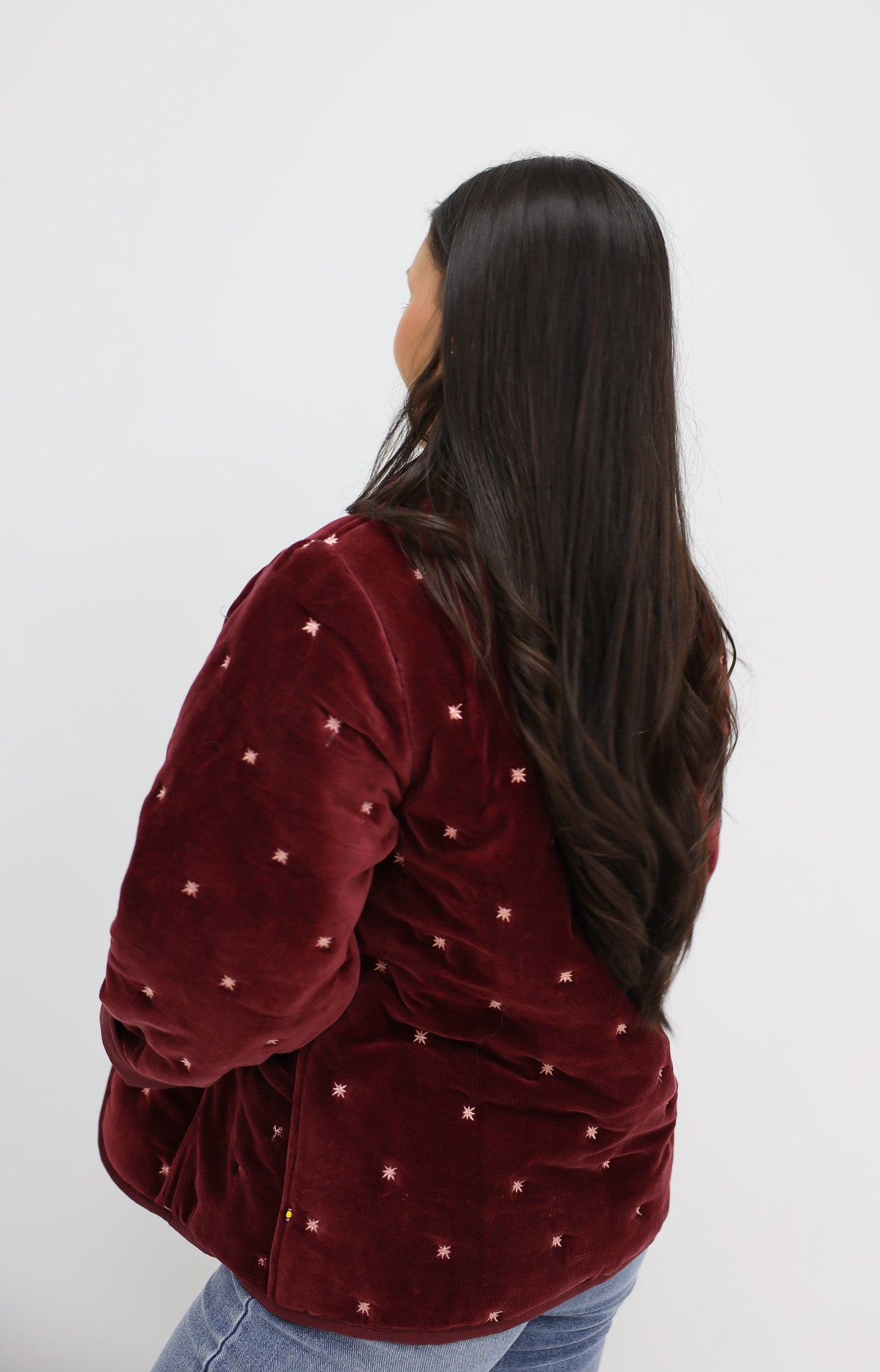Velvet Puffy Jacket Bordeaux
