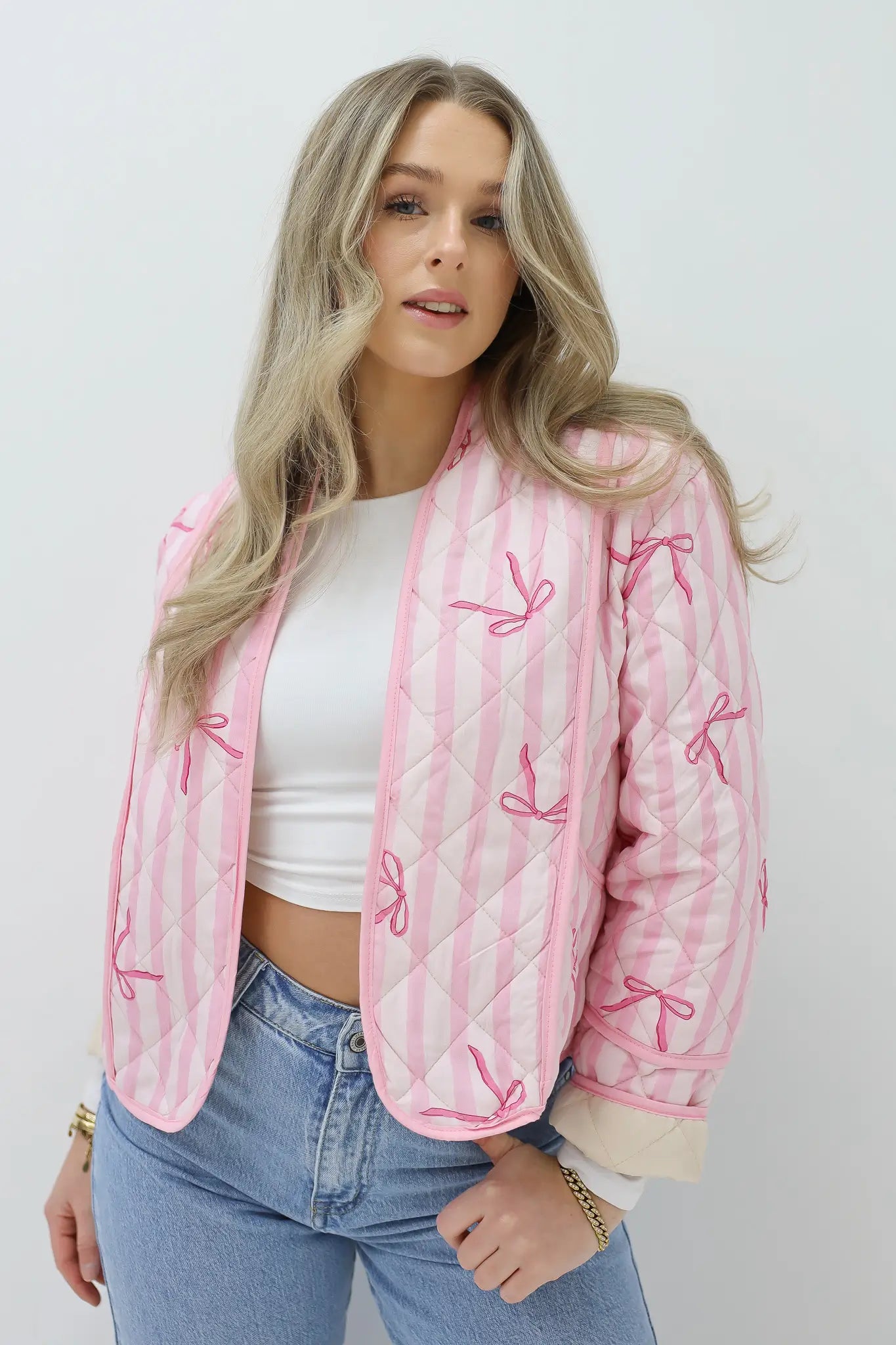 Padded Jacket with Bows Pink