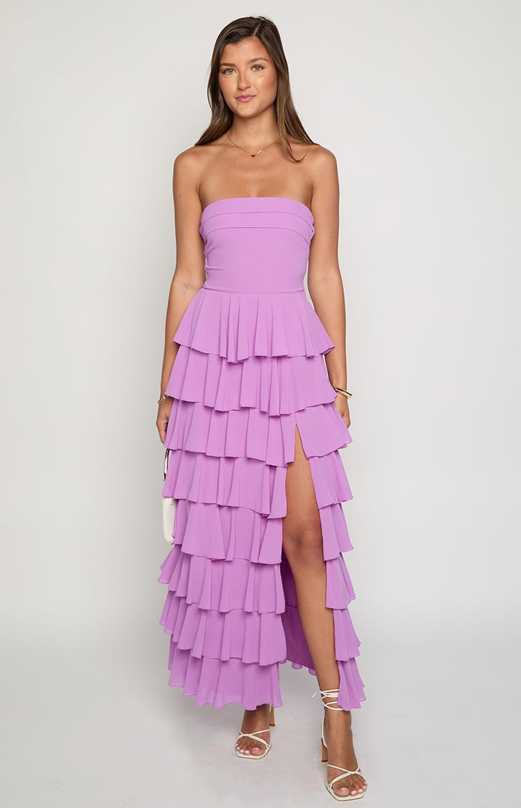 Lizzy Strapless Ruffle Maxi Dress