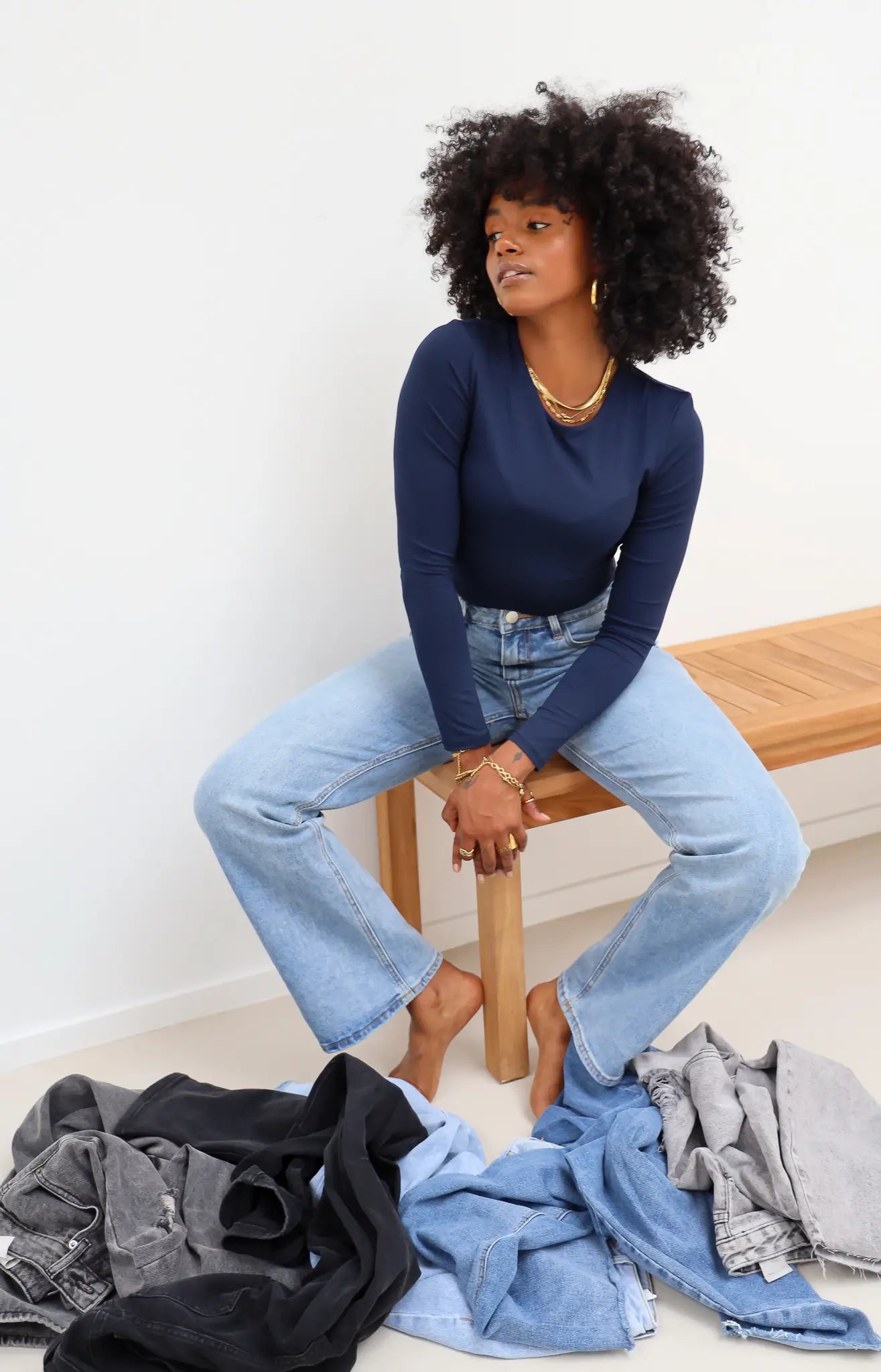 Wide Leg Stretch Jeans Blue 2621