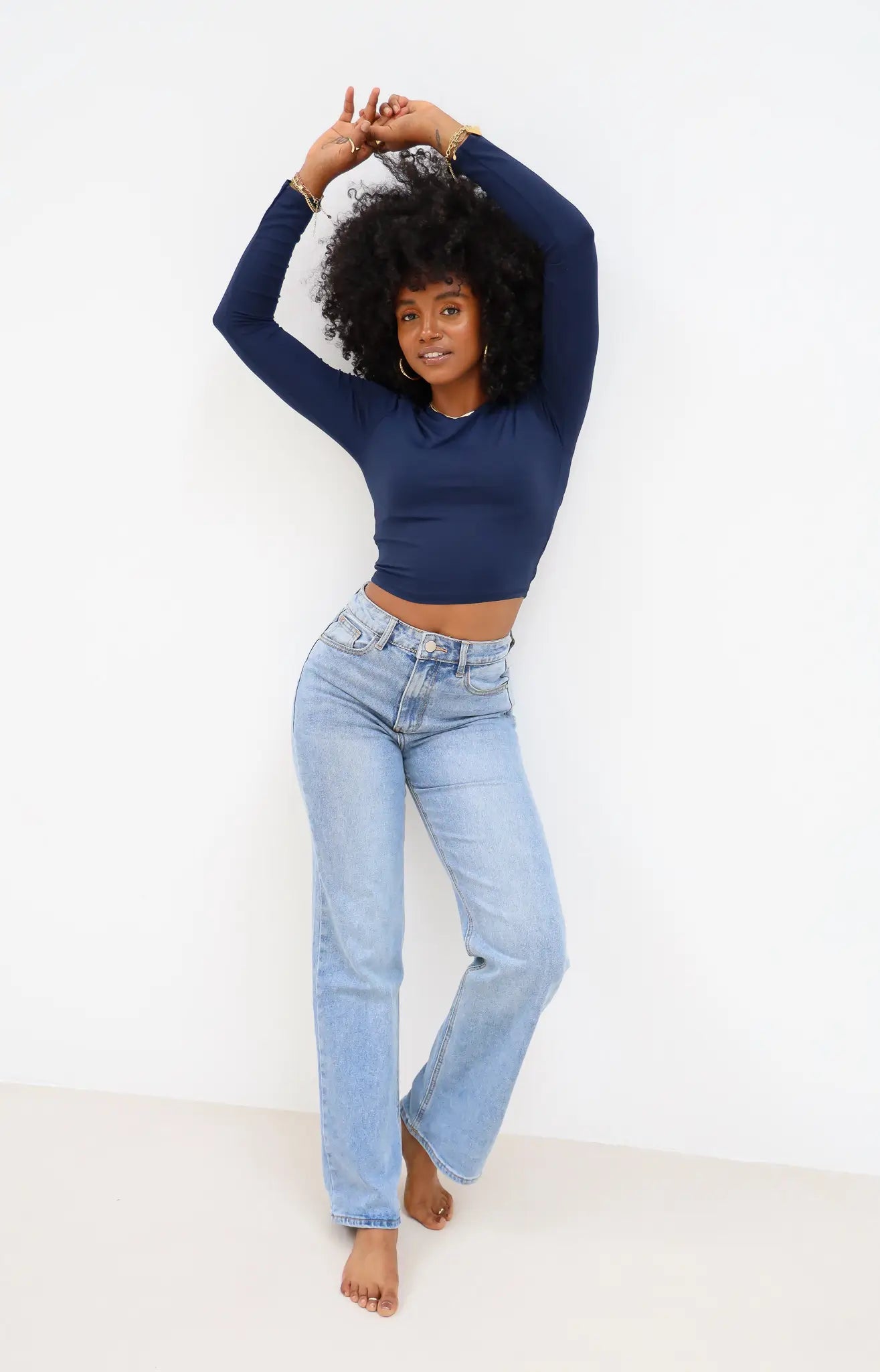 Wide Leg Stretch Jeans Blue 2621