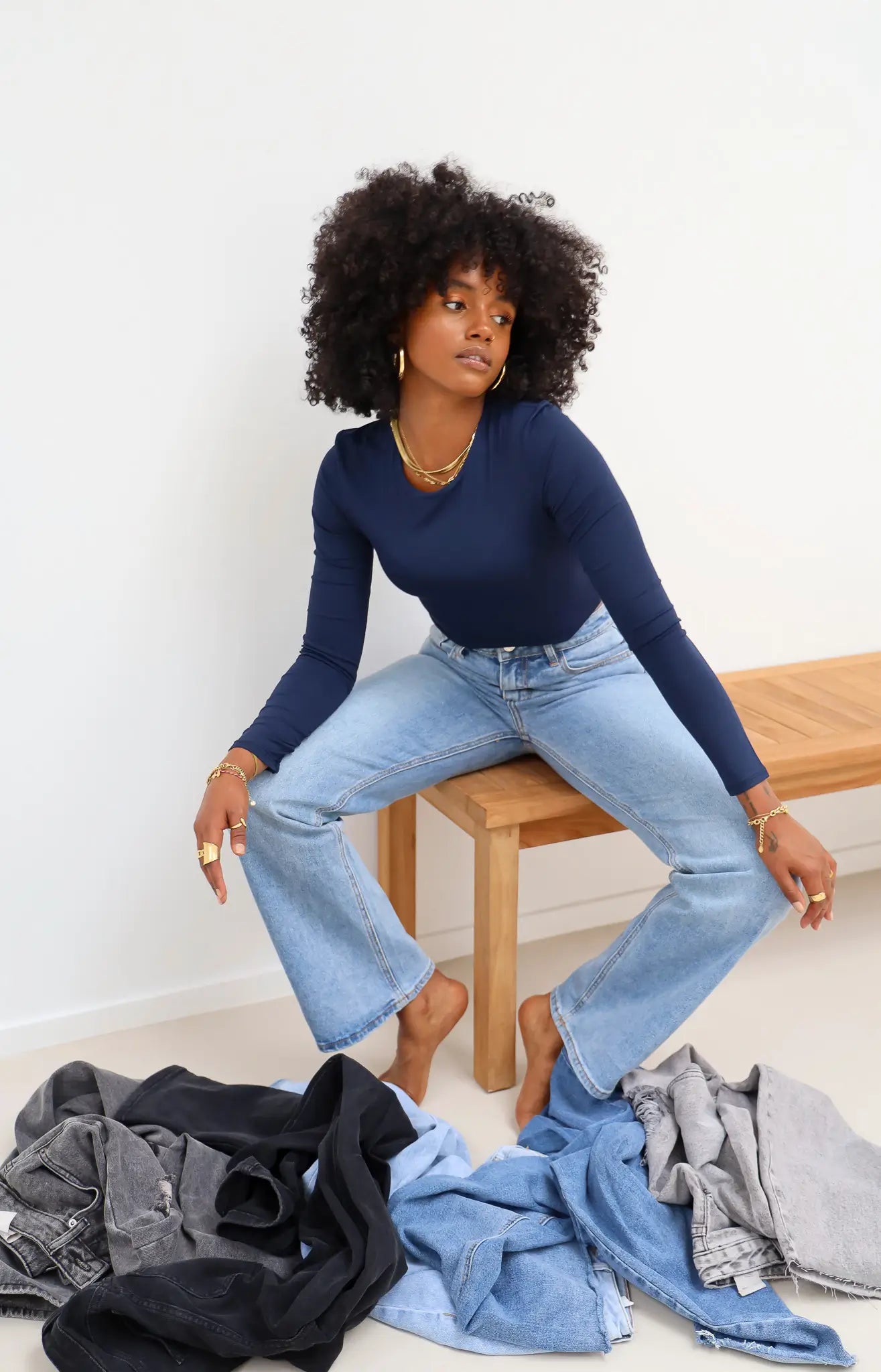 Wide Leg Stretch Jeans Blue 2621