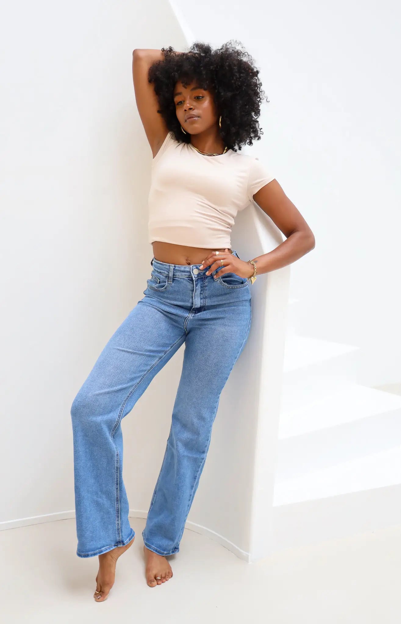 Wide Leg Stretch Jeans Blue 2632