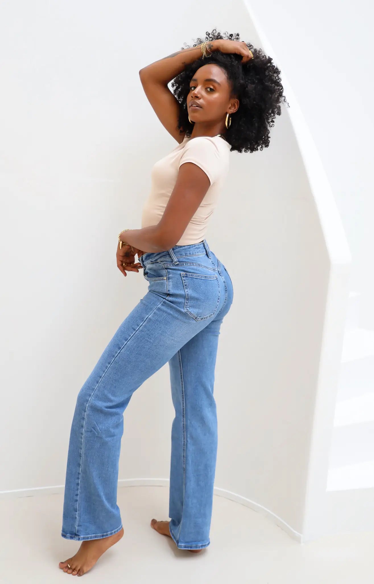 Wide Leg Stretch Jeans Blue 2632